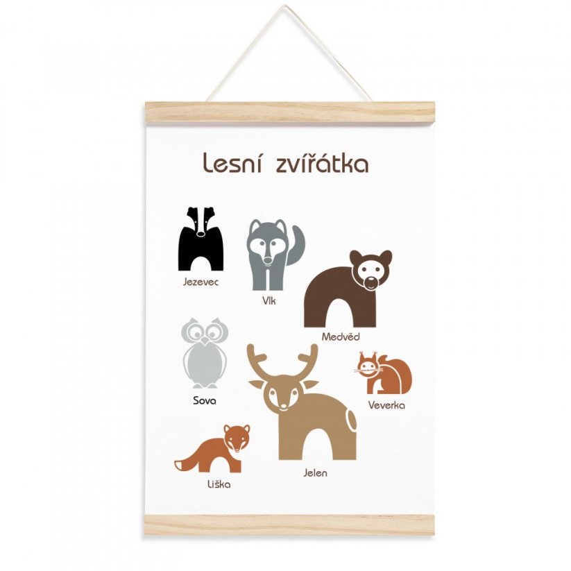 Naučný plakát - Lesní zvířátka v češtině
