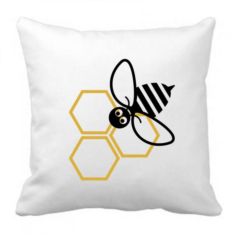 dekoracni polstářek včelka - bílá, černá, žlutá