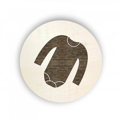 Dřevěný štítek kolečko - oblečení - body DR