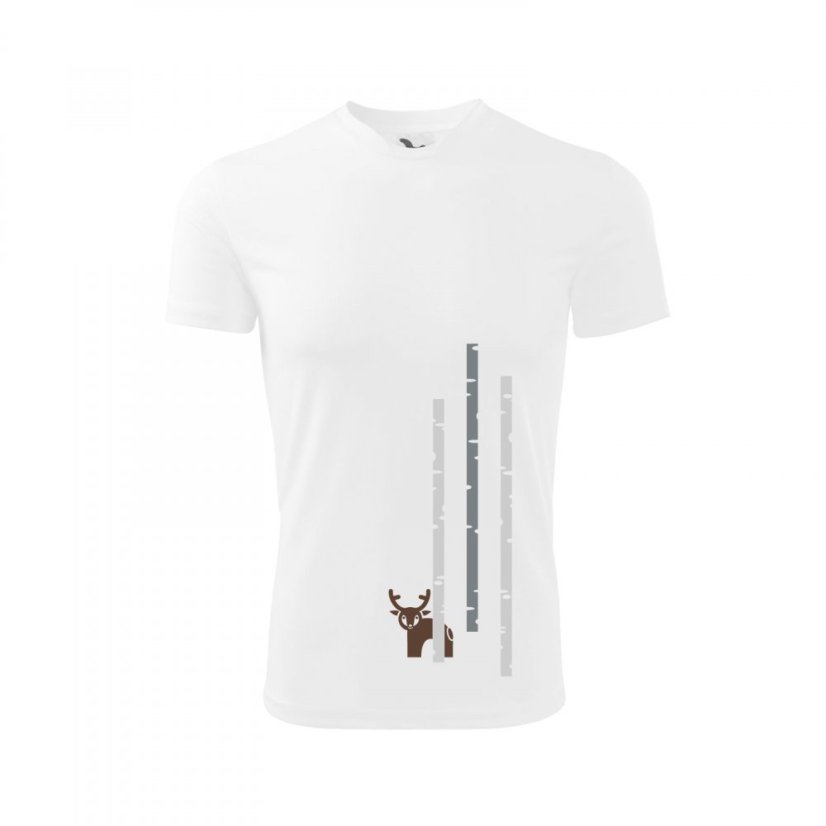 Dětské bílé sportovní tričko s jelenem