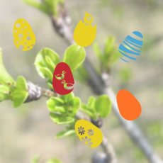 Jarní velikonoční samolepky vajíčka na okně Jarní velikonoční samolepky vajíčka na okně