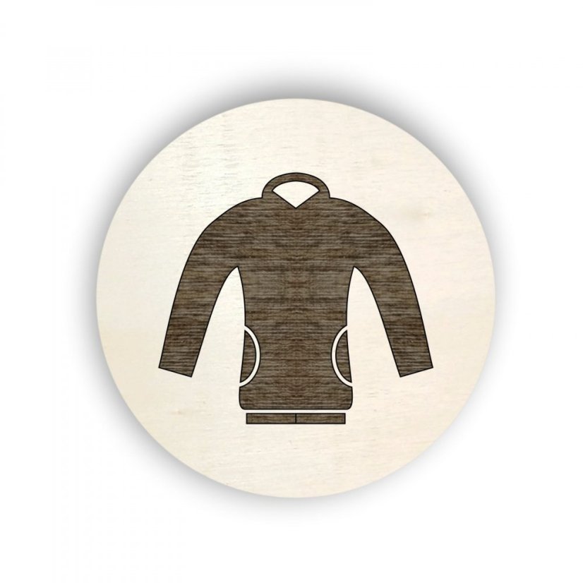Dřevěný štítek oblečení - kolečko - dámská mikina