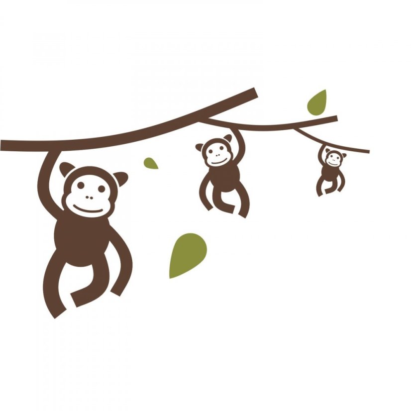 Opičky na větvi - Dětské samolepky na zeď džungle