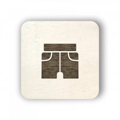 Dřevěný štítek oblečení - kraťasy - čtvereček