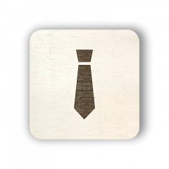 Drevený štítok oblečenie - kravata - čtvereček
