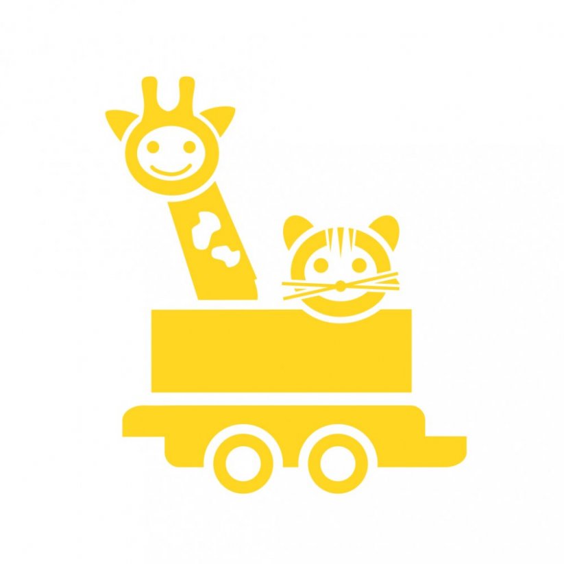 Dětská samolepka na zeď vagón se zvířátky - žirafa a tygr - Pieris design