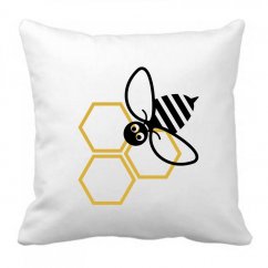 dekoracni polstářek včelka - bílá, černá, žlutá