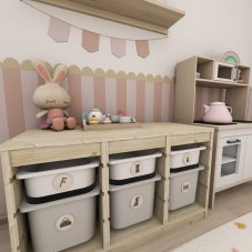 Dětský pokoj pro holčičku - růžová dřevo bílá