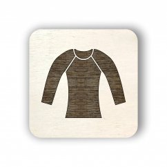 Drevený štítok oblečenie - dámske tričko s dlhým rukávom - čtvereček