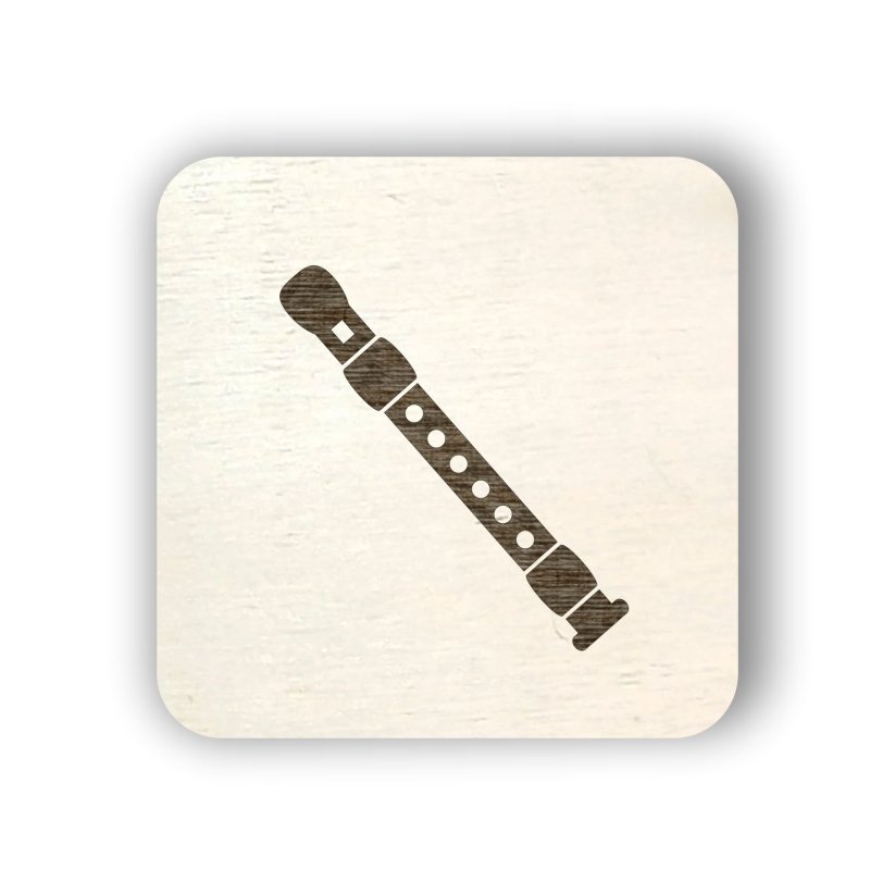 Dřevěný štítek na box s hudebními nástroji - čtvereček