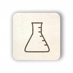 Dřevěný štítek na box s hračkami - věda - čtvereček