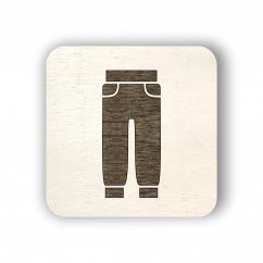 Dřevěný štítek oblečení - tepláky - čtvereček
