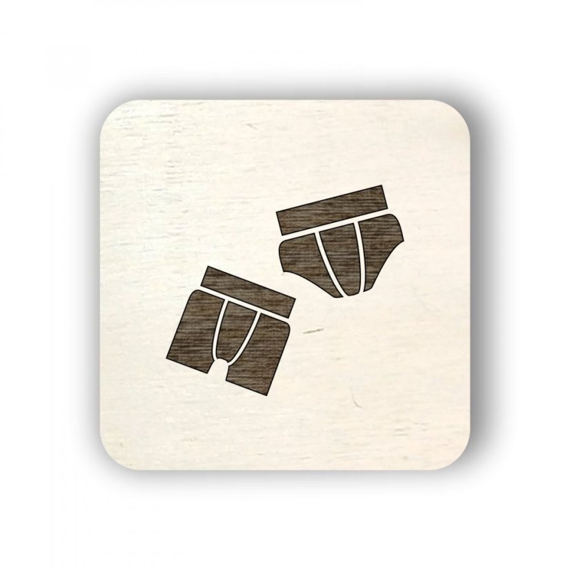 Dřevěný štítek oblečení - klučičí spodní prádlo - čtvereček