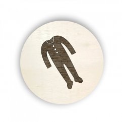 Dřevěný štítek kolečko - oblečení - overal