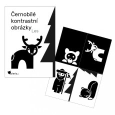 Černobílé kontrastní obrázky pro miminko téma les
