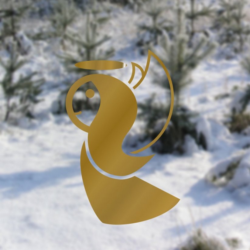 Anjel - Vianočná nálepka na okno - Farba: zlatá