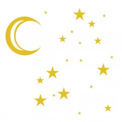 Měsíc s hvězdami - sada dětských samolepek na zeď