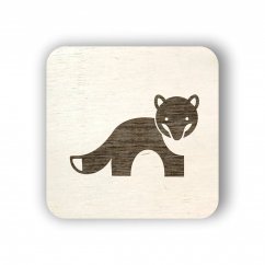 Dřevěný štítek na box s lesními zvířátky - čtvereček