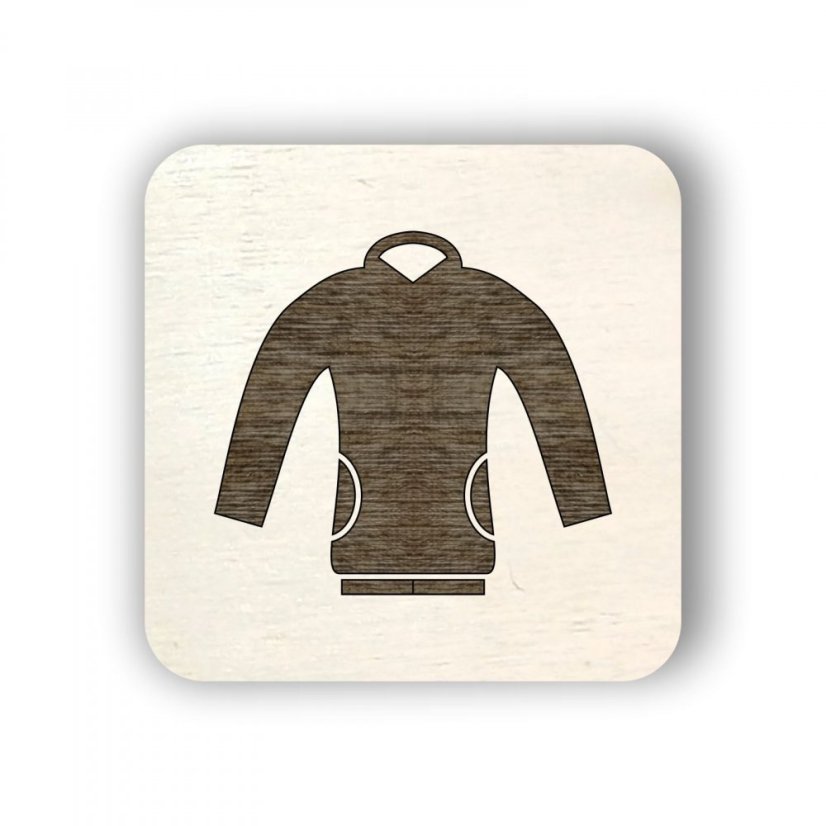Dřevěný štítek oblečení - dámská mikina - čtvereček