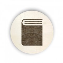Dřevěný štítek kolečko - knihy