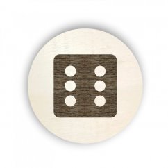 Dřevěný štítek na box kolečko - hry s kostkou