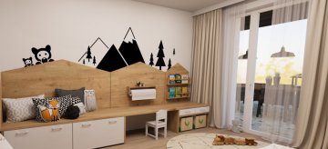 Detská izba biela drevo čierna