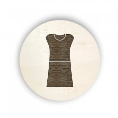 Dřevěný štítek kolečko - oblečení - dámské šaty