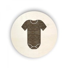 Dřevěný štítek kolečko - oblečení - body KR