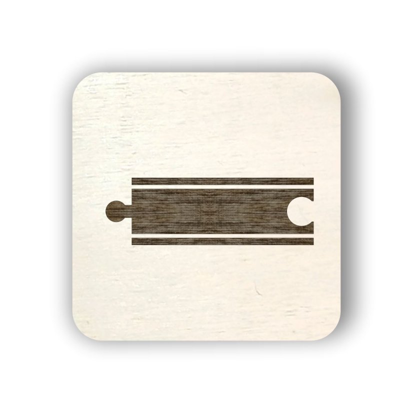 Dřevěný štítek na box s hračkami  - koleje - čtvereček