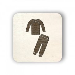 Dřevěný štítek oblečení - pyžamo - čtvereček