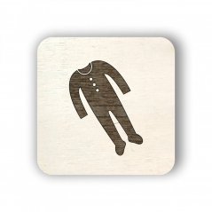 Dřevěný štítek oblečení - overal - čtvereček