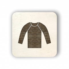 Drevený štítok oblečenie -tričko s dlouhým rukávom - štvorec