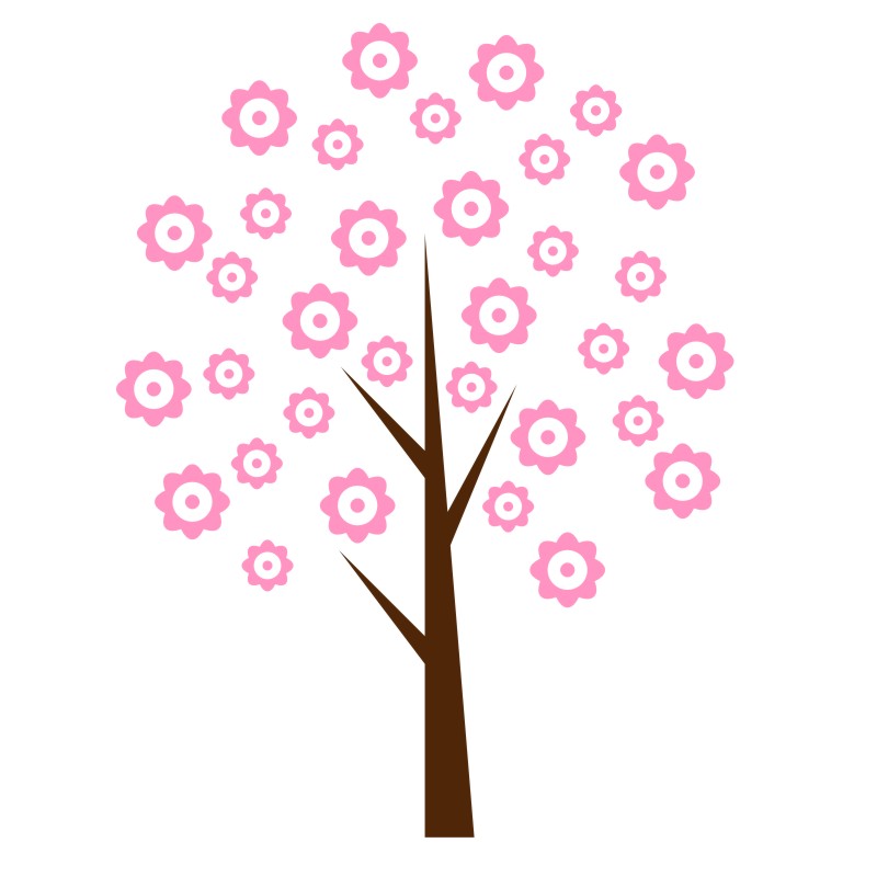 Strom kvetoucí třešeň - samolepka na zeď