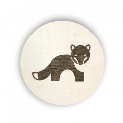 Dřevěný štítek na box s lesními zvířátky - kolečko