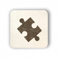 Dřevěný štítek na box s hračkami - puzzle - čtvereček
